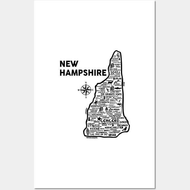 New Hampshire Map Wall Art by fiberandgloss